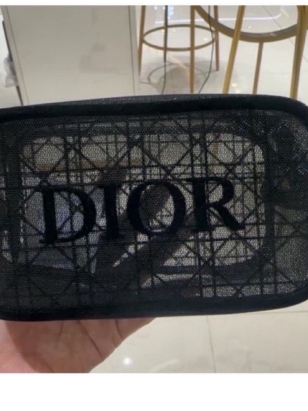Dior beauty gift mesh cosmetic bag
